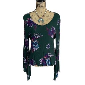 Altar’d State Floral Boho Cut Out Back Tunic Green Size Small
